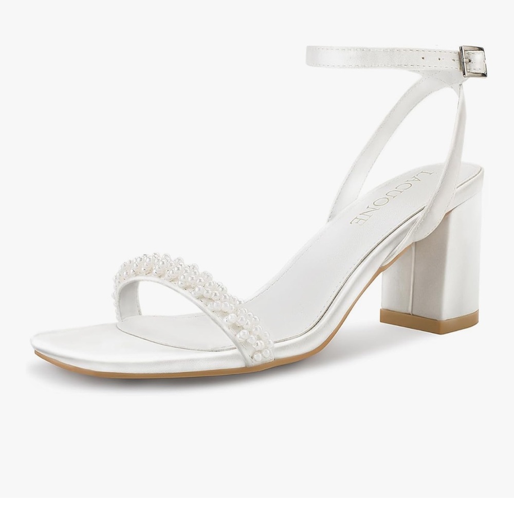 White bridal heels